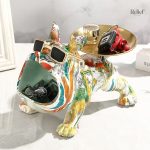 Chien bouledogue pop art décoratif avec plateau 20 cm