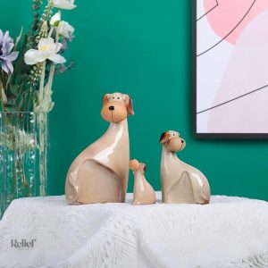 Chien en céramique, statue pour décoration intérieure