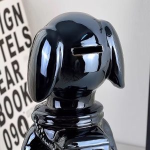 Chien cosmonaute en métal noir, 28 cm de décoration