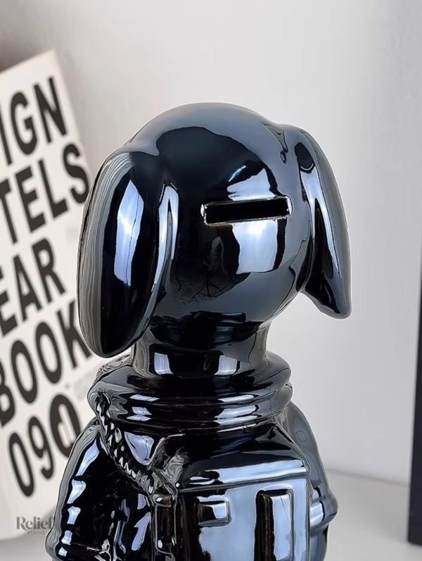Chien cosmonaute en métal noir, 28 cm de décoration