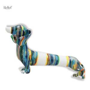 Statue Chien Teckel en couleur
