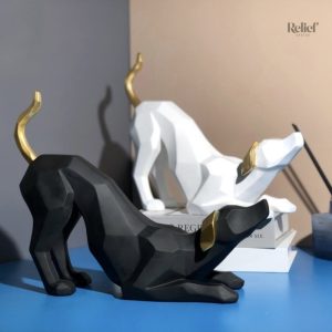 Chien origami design minimaliste en résine