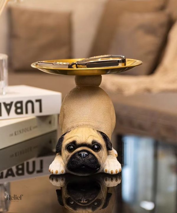 statue-chien-plateau-13-cm-1 Statue de chien décorative avec plateau, 13 cm