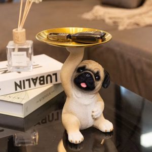 Statue de chien sur plateau, 22 cm, décoration originale
