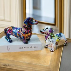 Statue teckel en laser 13 cm, design animalier décoratif