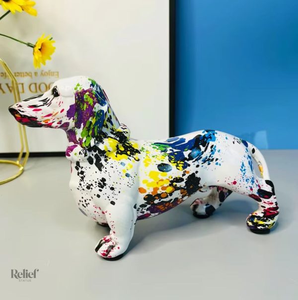 Statue teckel en résine, 13 cm, décorative et élégante
