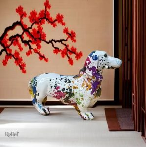 Décoration canine en forme de teckel, statue de 13 cm