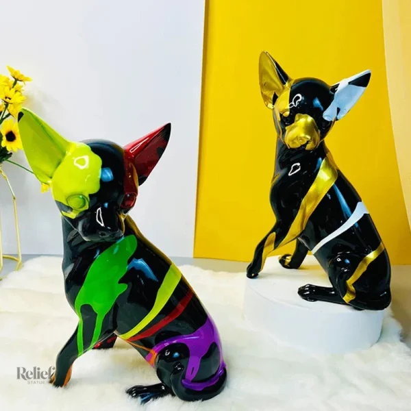 Sculpture Chihuahua stylisée, pièce décorative unique