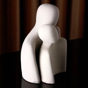Couple abstrait en céramique, sculpture décorative 25 cm