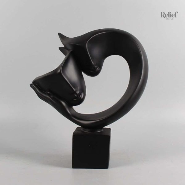 Statue abstraite couple en résine noire, 27 cm de hauteur