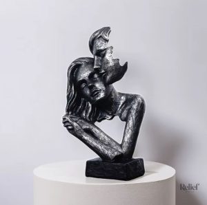 Statue en couple, 19 cm, art contemporain pour intérieur