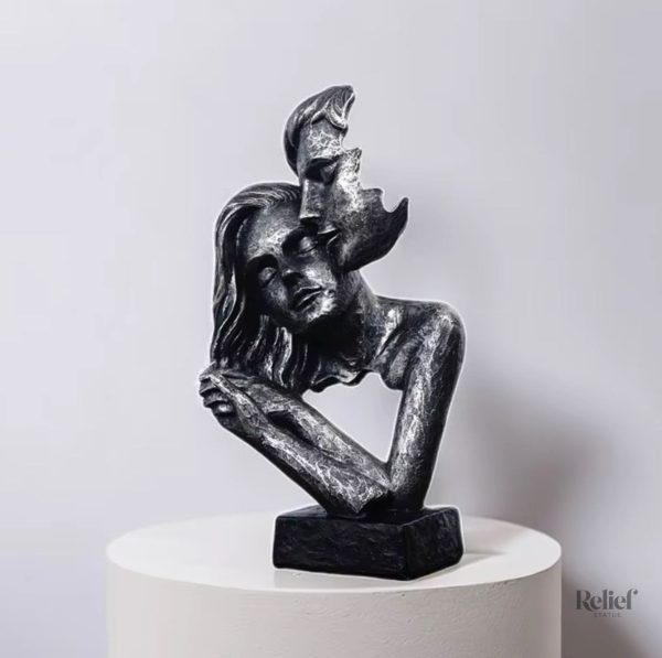 Statue en couple, 19 cm, art contemporain pour intérieur