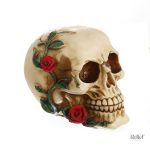 Statue crâne décoratif avec roses, 11 cm de hauteur