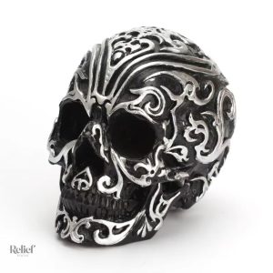 Statue crâne mexicain en noir et blanc, 12 cm de hauteur
