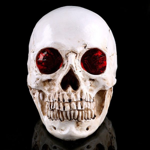Déco crâne décoratif, yeux rouges éclatants, 19 cm