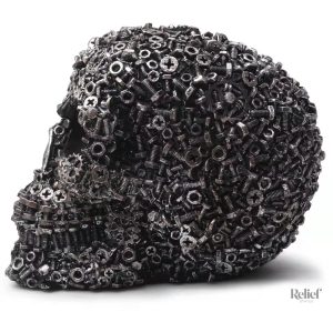 Statue décorative crâne, design industriel 12 cm