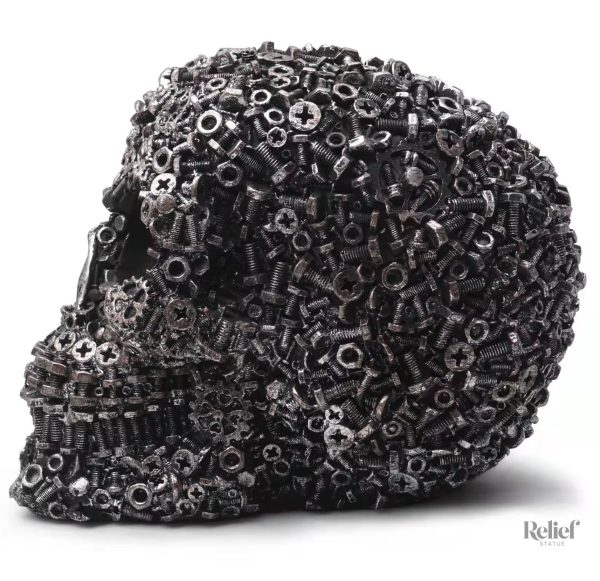 Statue décorative crâne, design industriel 12 cm