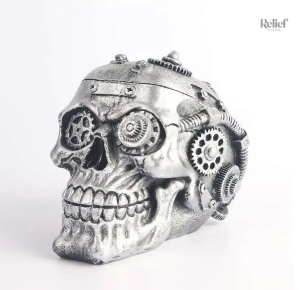 Statue crâne steampunk 11 cm, décoration originale