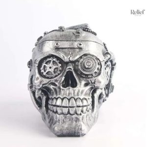 Tête de mort steampunk en résine, 11 cm