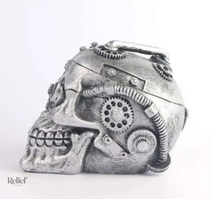 Crâne décoratif au style steampunk, 11 cm