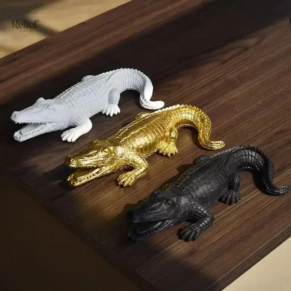 Statue de crocodile, 24 cm, art animalier en résine