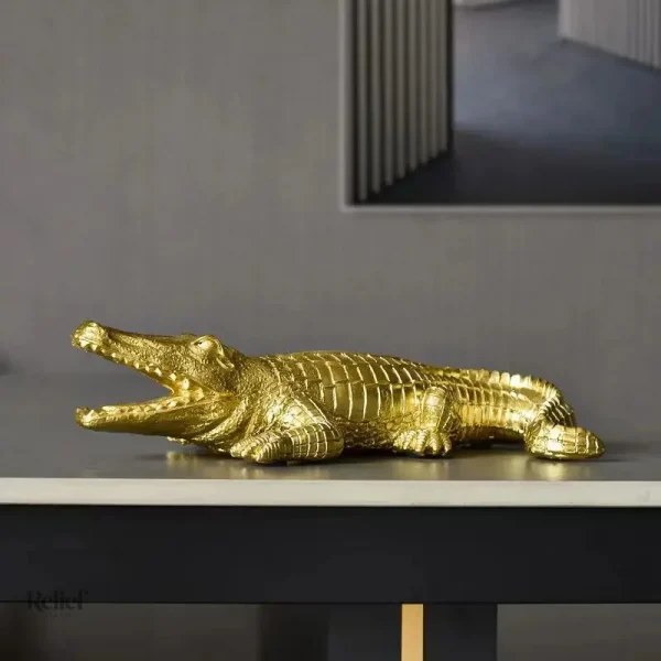 Décoration crocodile, 24 cm, pièce en résine