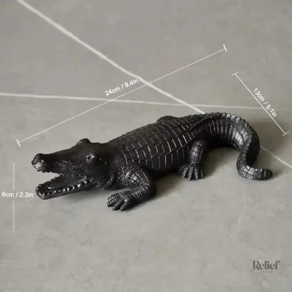 Sculpture originale crocodile, 24 cm en résine décorative