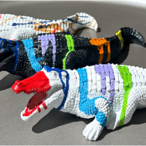 Crocodile en résine coloré design popart 9 cm