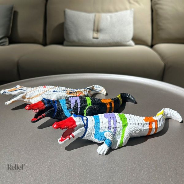 Crocodile résine 9 cm, art contemporain