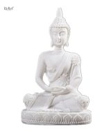 Statue de Bouddha blanc 11 cm en résine pour décoration intérieure