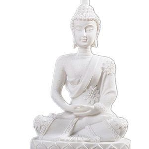 Statue de Bouddha blanc 11 cm en résine pour décoration intérieure