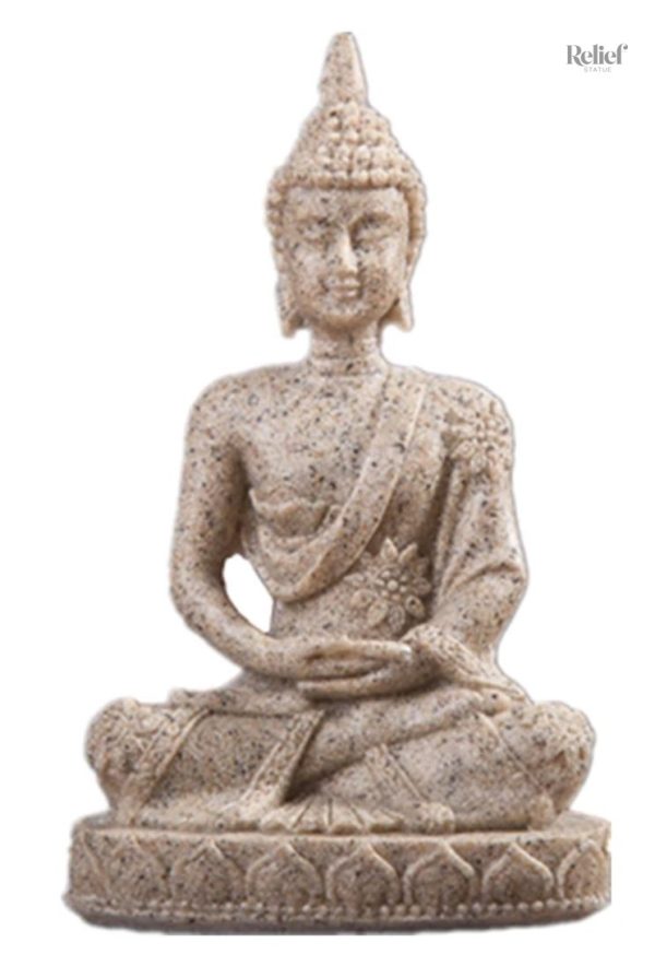 Figurine Bouddha en sable, 11 cm, symbole de sérénité et méditation