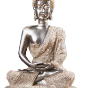 Statue de Bouddha sable argentée 11 cm, décoration spirituelle