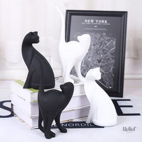 Statue chat moderne en résine pour intérieur raffiné