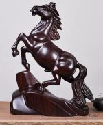 Statue de Cheval en Bois Massif 15 cm