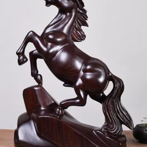 Statue de Cheval en Bois Massif 20 cm, sculpture décorative