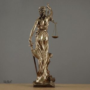 Sculpture de Justice, Thémis en effet bronze, 50 cm