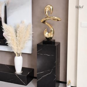 Statue abstraite dorée, 49 cm de hauteur
