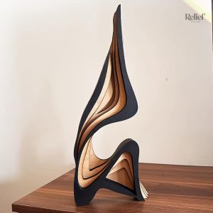 Statue design abstraite en bois 40 cm