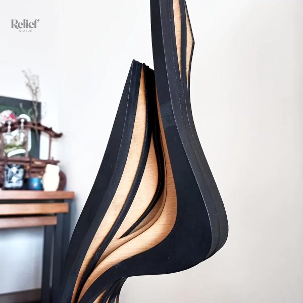 Art décoratif en bois, statue moderne, style abstrait