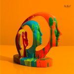 Statue design moderne, sculpture colorée pour intérieur contemporain