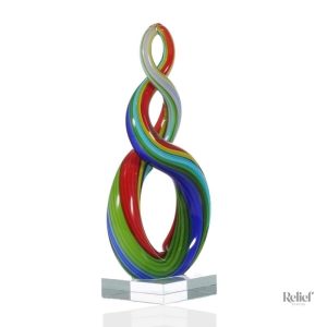 Sculpture Contemporaine en Verre Multicolore