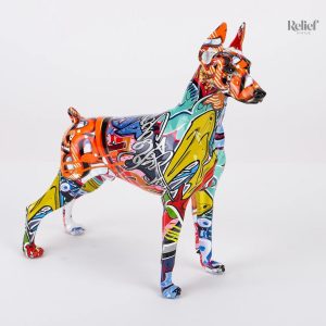 Statue popart de Dobermann, hauteur 22 cm