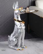 Statue Dobermann argenté 75 cm pour table d'appoint