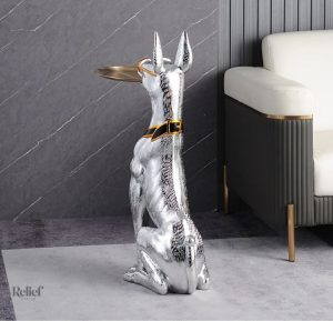 Décoratif Dobermann en métal, hauteur 75 cm