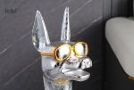 Figurine Dobermann argent pour décoration intérieure