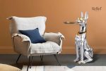 Dobermann stylisé en métal argenté, 75 cm