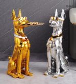 Statue décorative Dobermann en or, 75 cm de hauteur