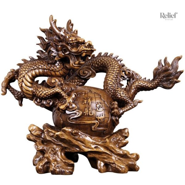 Dragon chinois sculpté, pièce d'art moderne élégante