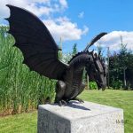 Statue dragon en résine pour jardin, 30 cm de hauteur